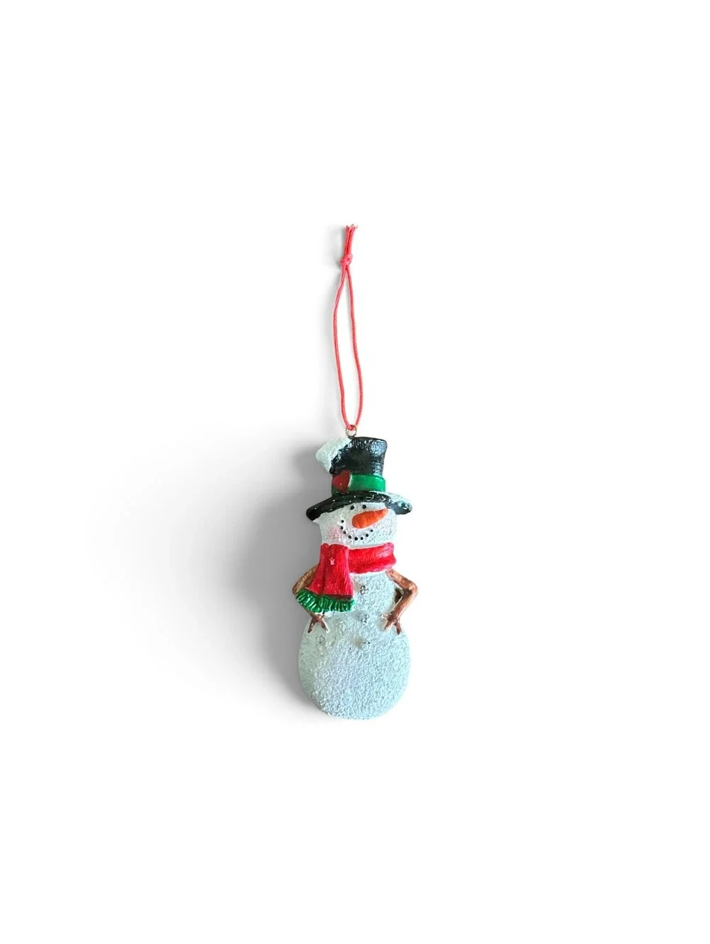 Snowman Christmas Ornament Resin Top Hat Red Scarf 4